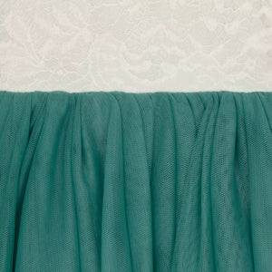close up of tulle and lace dress