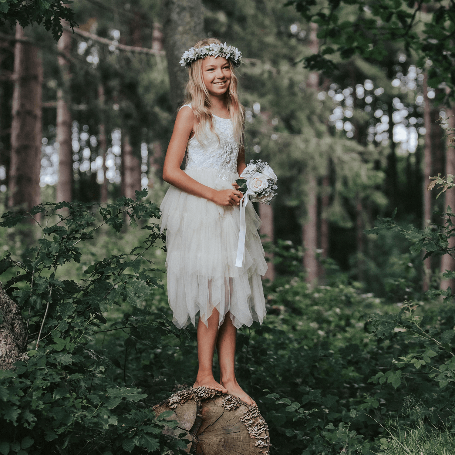 Flower child hippie presurized wedding dress