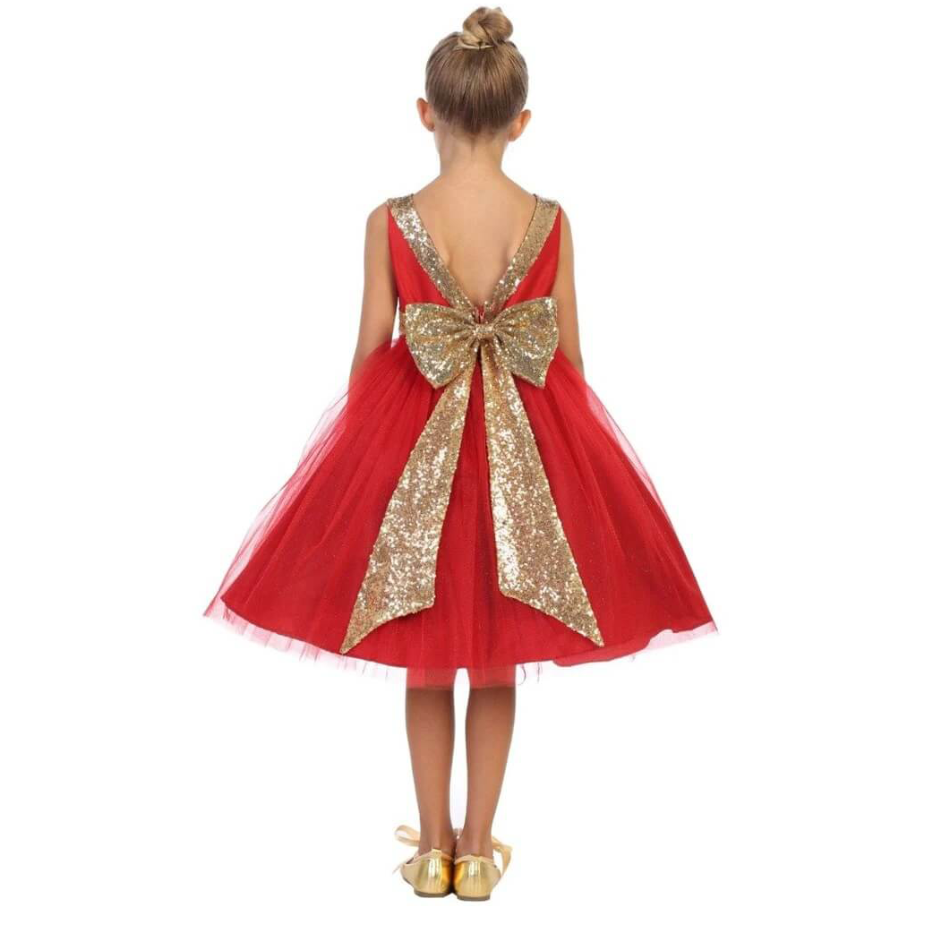 Flower girl dresses store red and gold