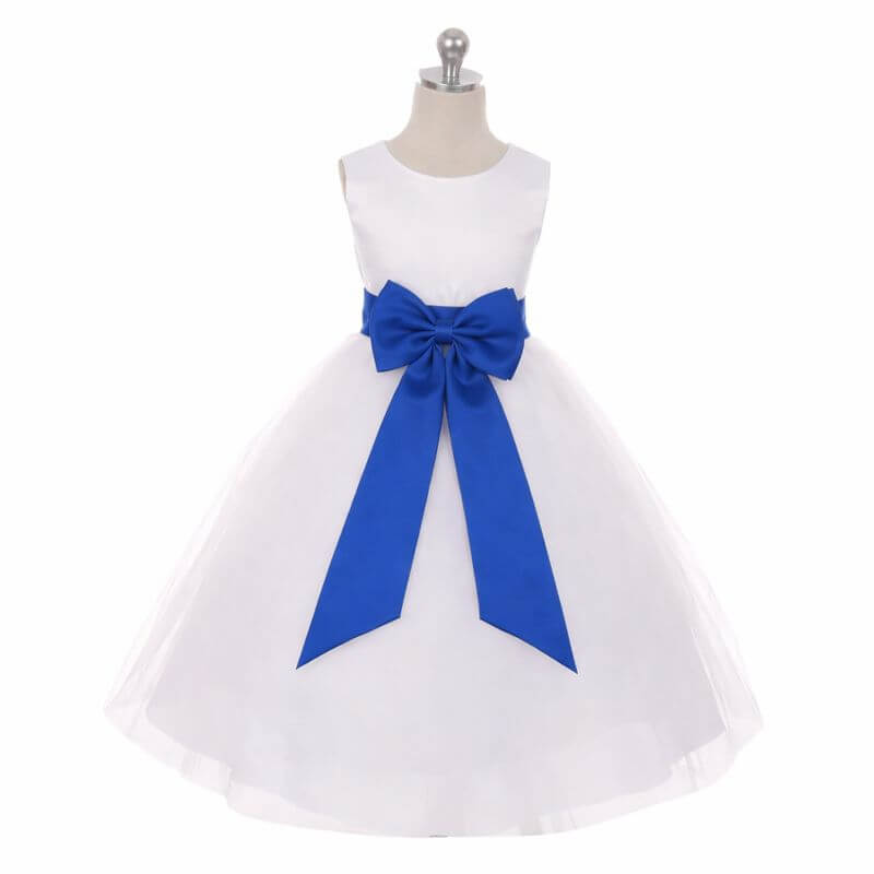 Classic Dolly Royal Blue Sash Dress | UK Flower Girl Boutique