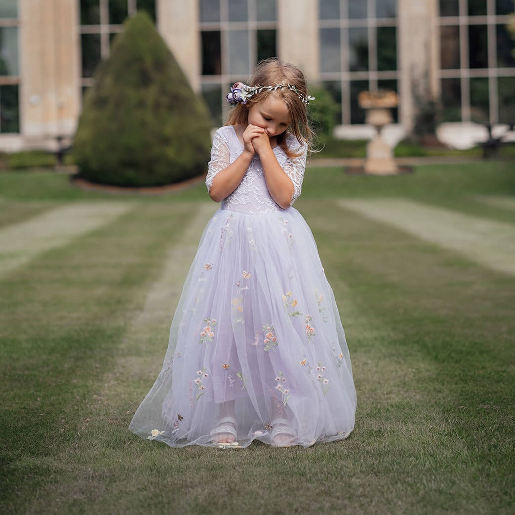 Enchanted Lace Dress Lilac UK Flower Girl Boutique