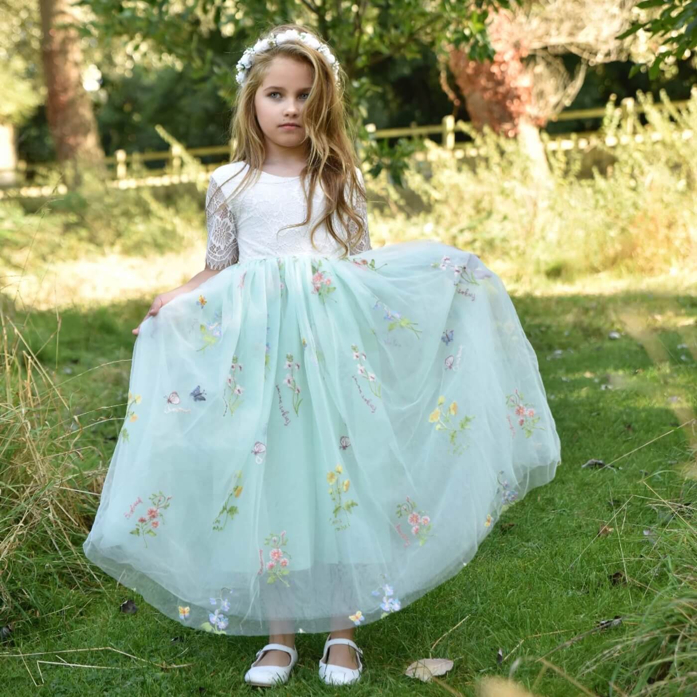 Enchanted Mint Green Flower Girl Dress | UK Flower Girl Boutique
