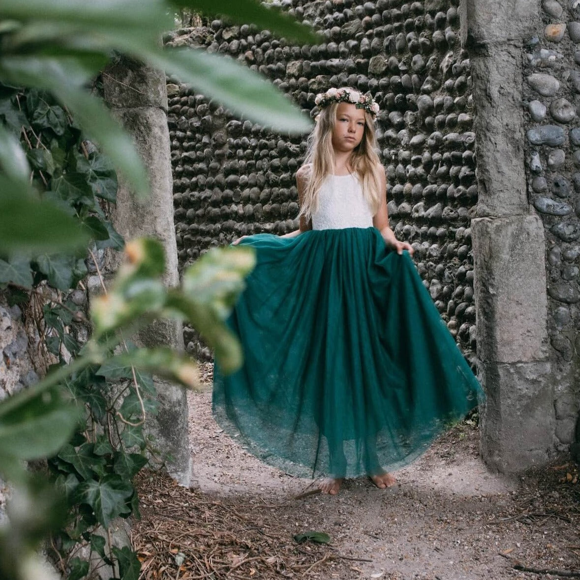 Bohemian Flower Girl Dress Green UK Flower Girl Boutique