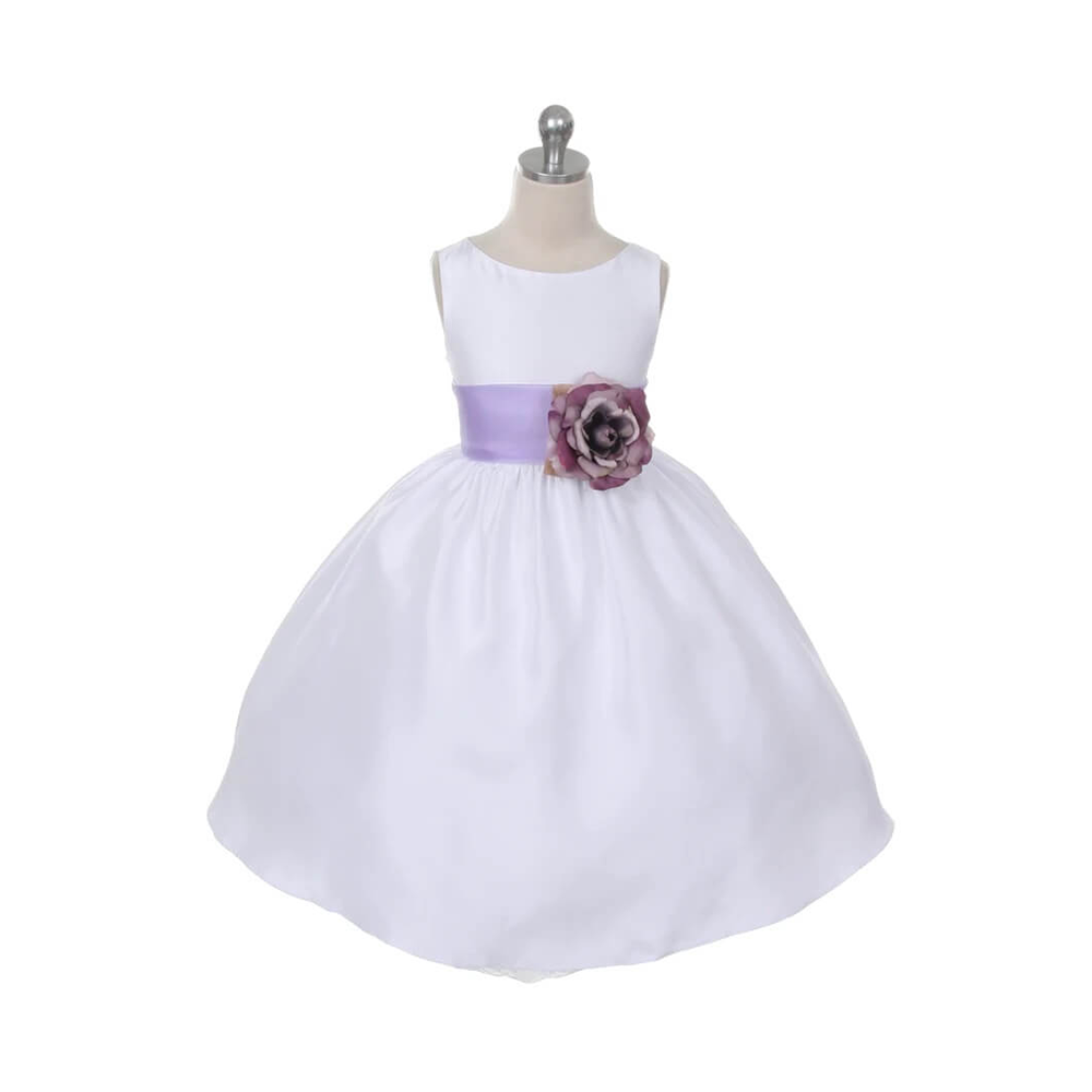 White flower girl dresses with gold sash sizes 7 and 4 hotsell