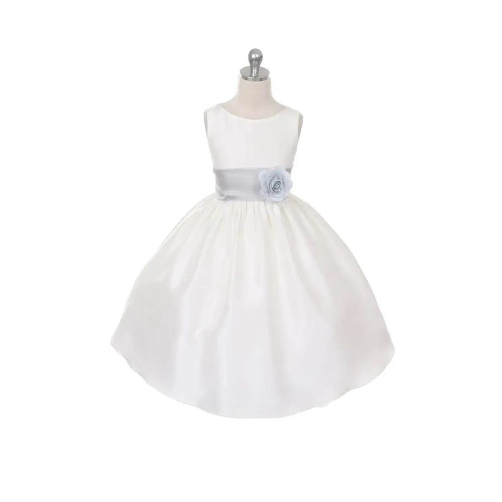 Silver Sash Girls Occasion Dress | UK Flower Girl Boutique Silver Sash Girls Occasion Dress | UK Flower Girl Boutique