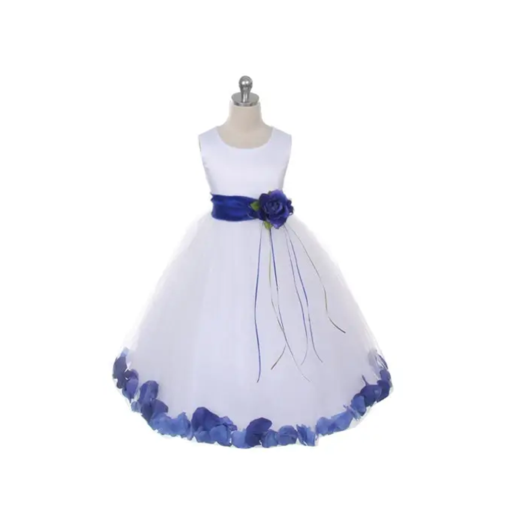Royal blue and white flower girl dresses sales