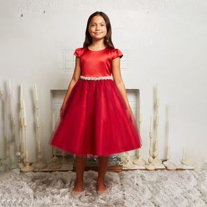Girl wearing a Red Eden Party Dress