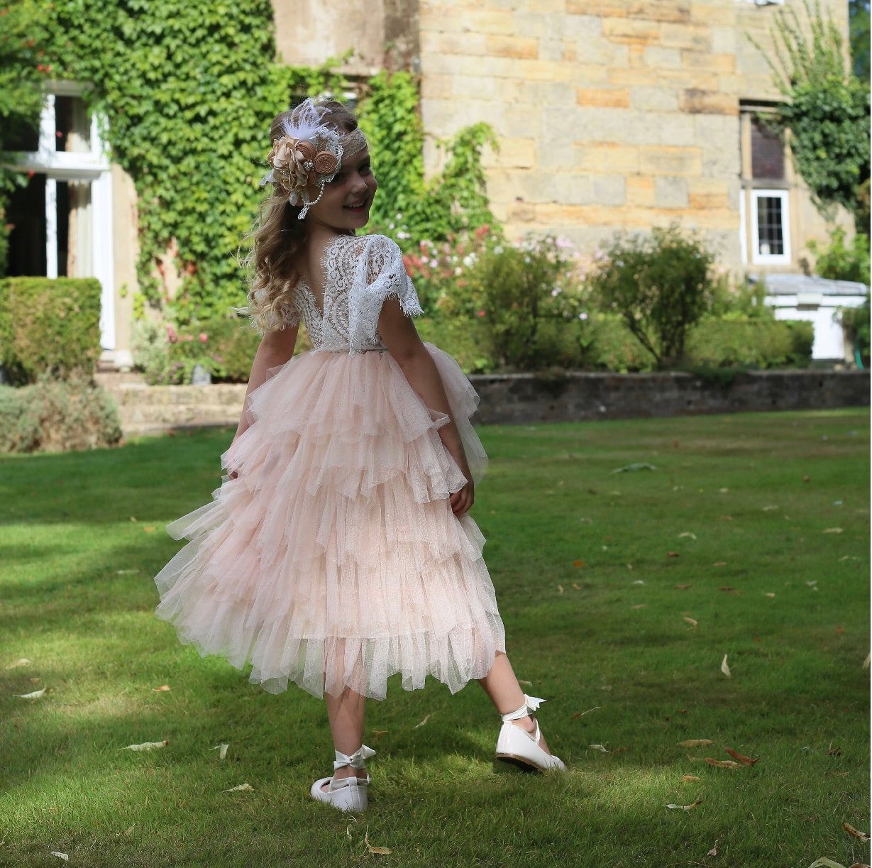 Bohemian Party Dress | Apricot | UK Flower Girl Boutique Bohemian Party Dress | Apricot | UK Flower Girl Boutique