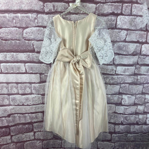 Harlow dress in Champagne colour on a hanger