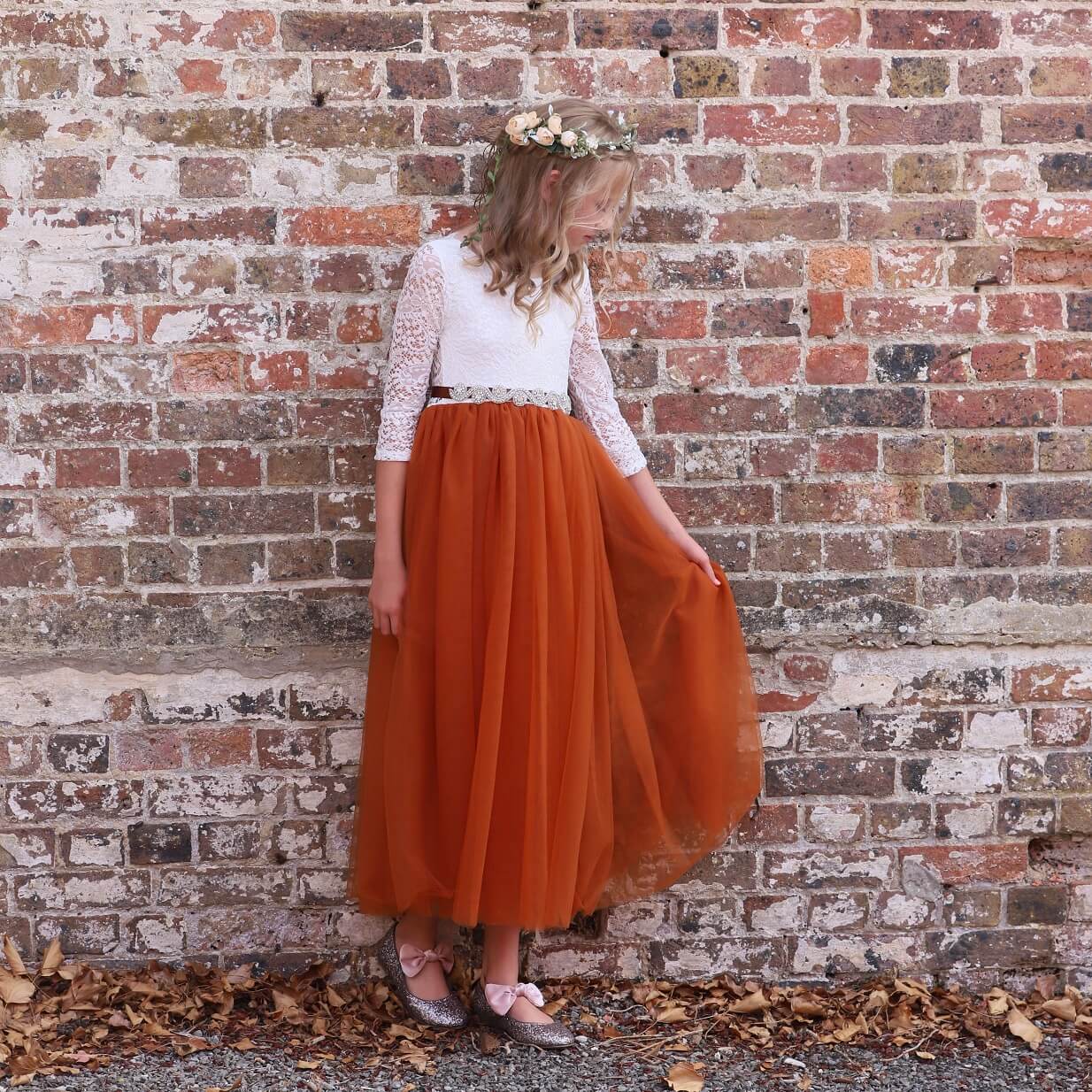 Burnt Orange Bohemian Flower Girl Dress Burnt Orange Bohemian Flower Girl Dress