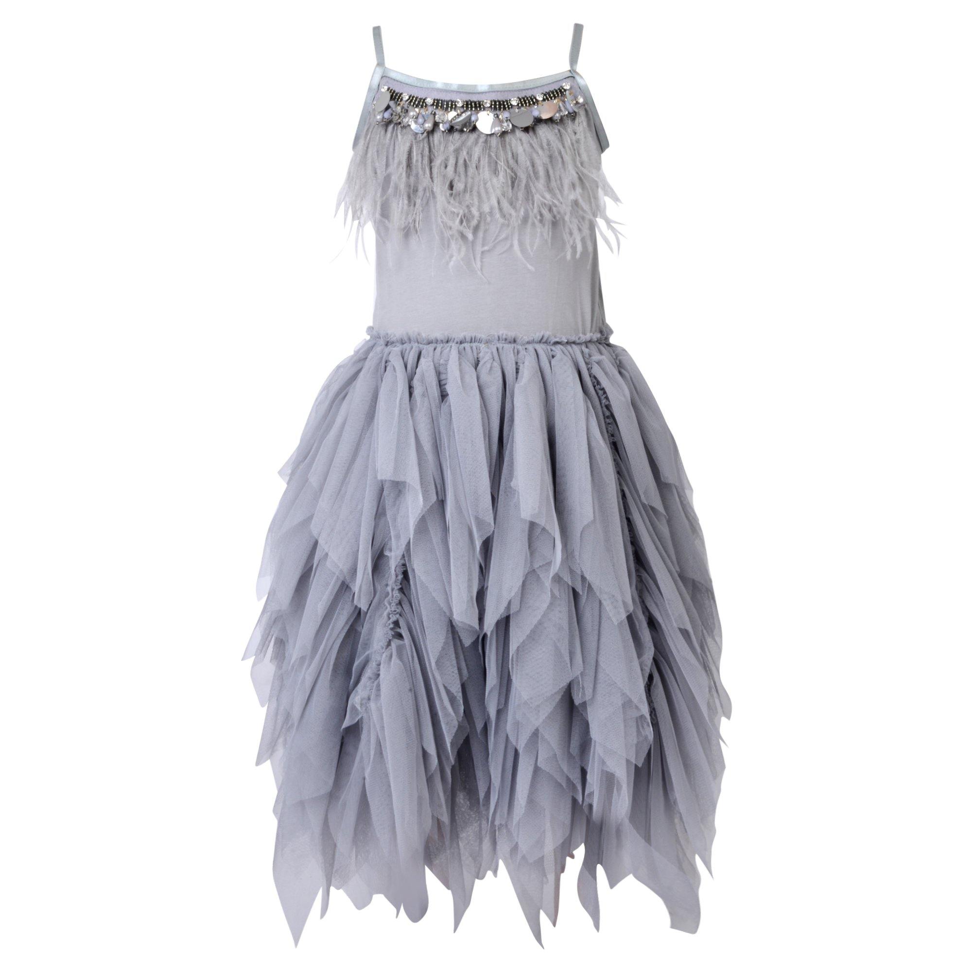 grey feather dress Luxury Grey Feather Beaded Spaghetti Straps Evening Dress LA71652A Grey with Feather / 8