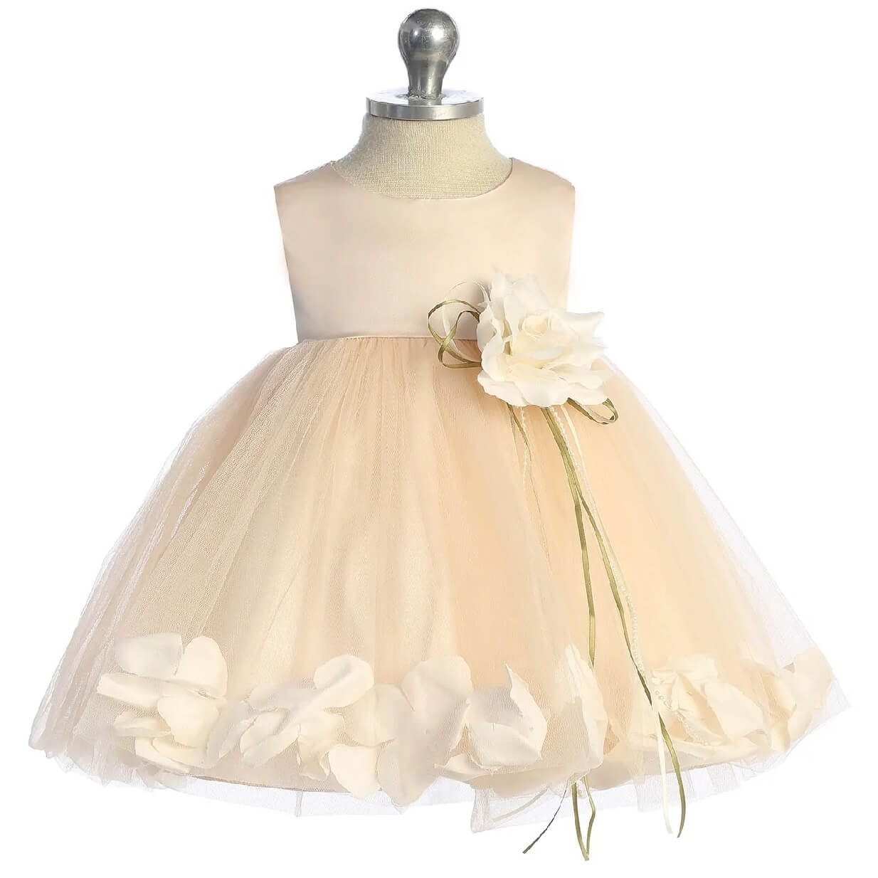 Baby Dress Blush with Ivory Petals UK Flower Girl Boutique