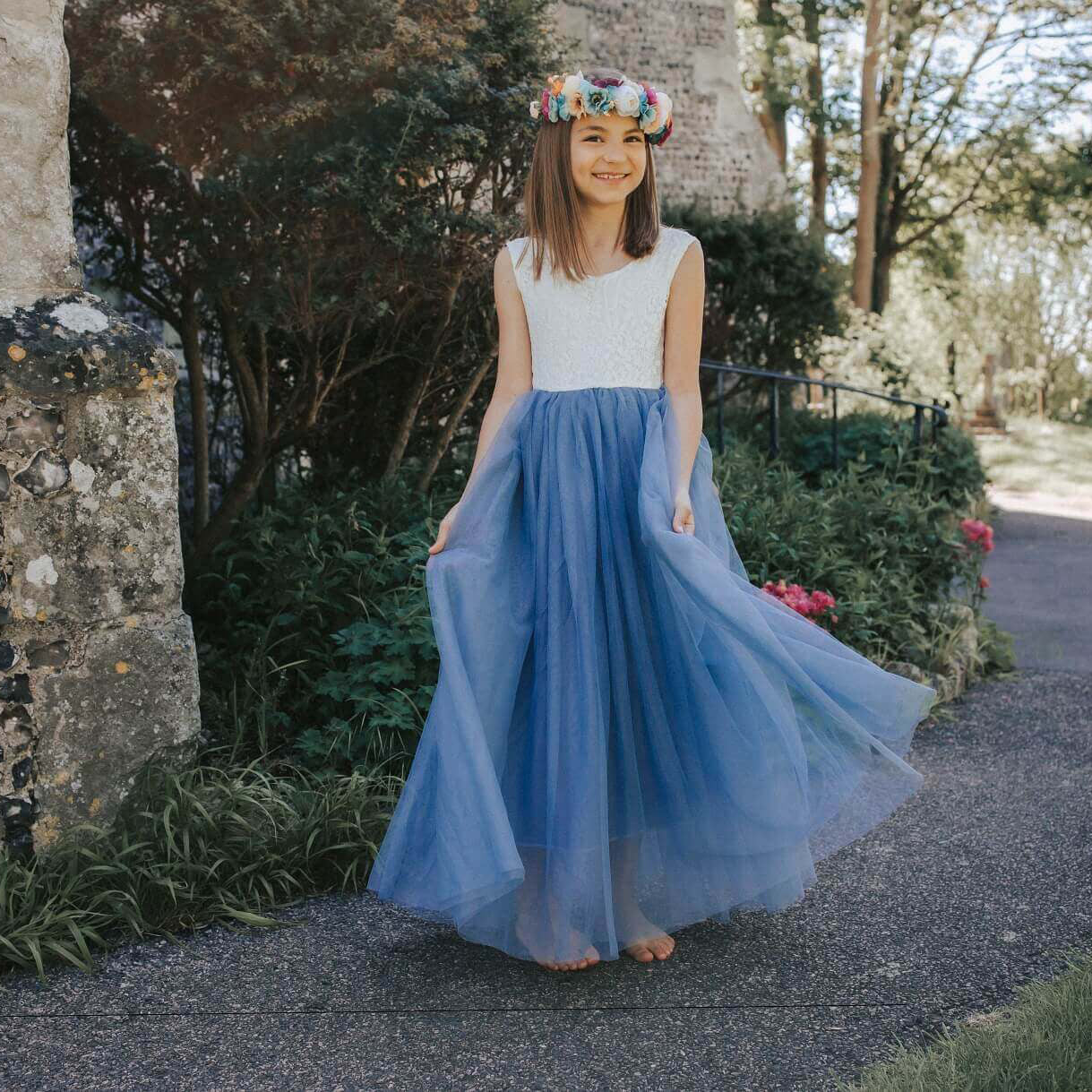 Bridesmaid Dresses Tulle Skirt Dusty Blue Bohemian Dusty Blue