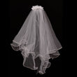 Girl's white flower comb head piece with veil
