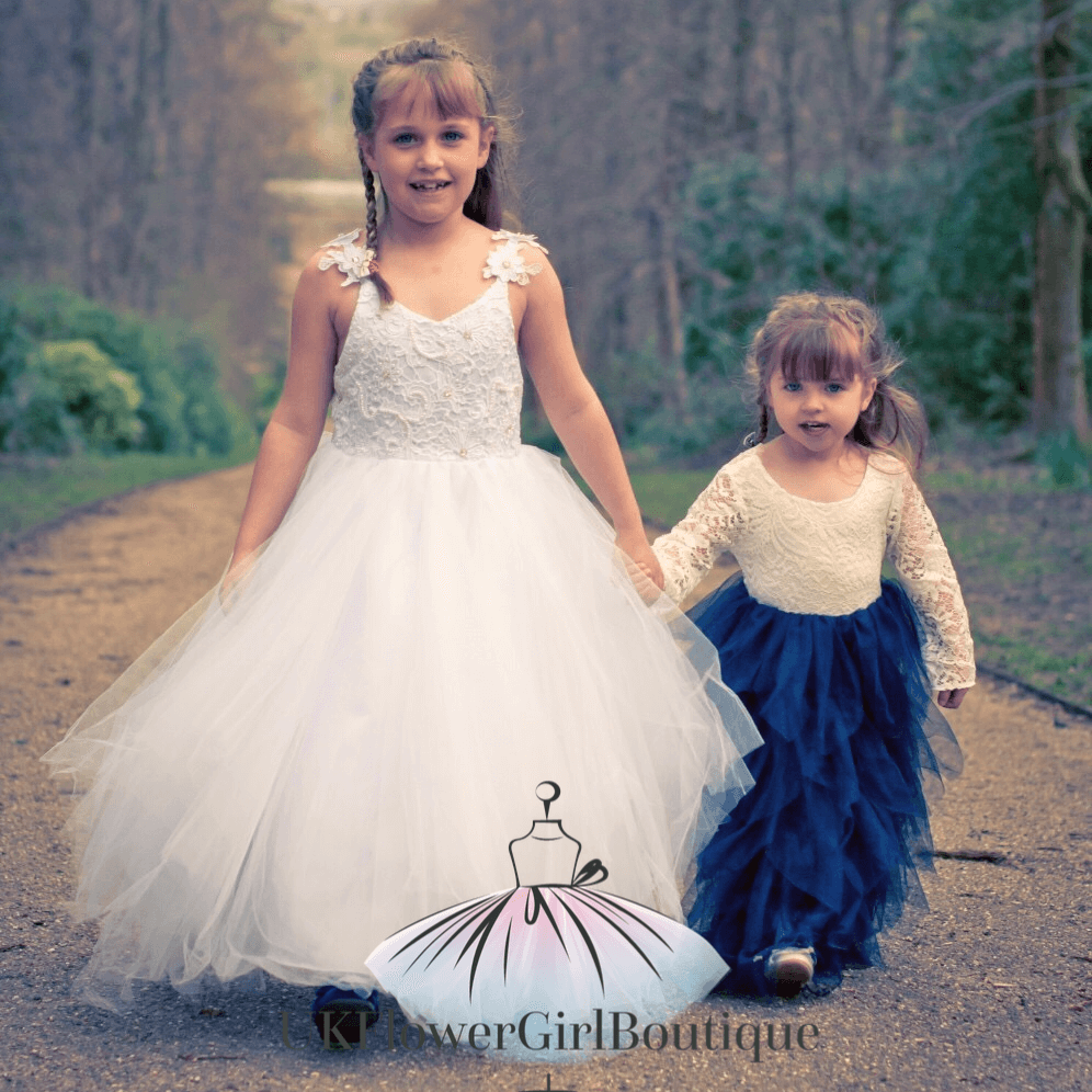 White Long Bridesmaid Kids Clothes For Girls Sequin Gown Party
