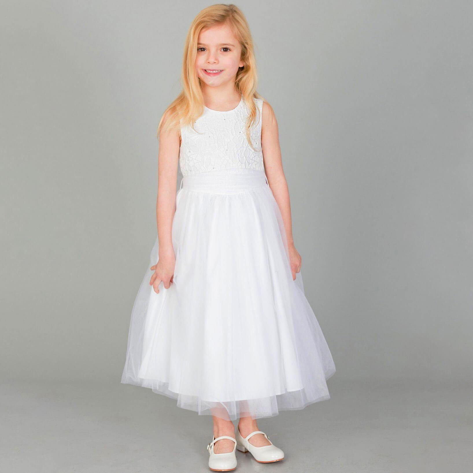 blue dress for baby girl Isabella Bridesmaid Dress - White