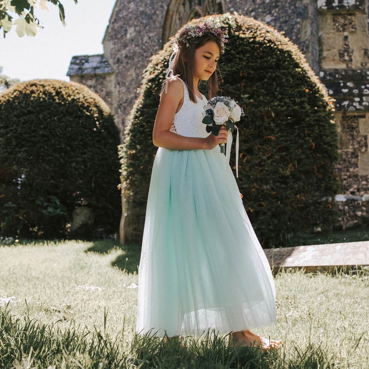 Bohemian Mint Flower Girl Dress | Luxury Lace & Tulle Bohemian Mint Flower Girl Dress | Luxury Lace & Tulle