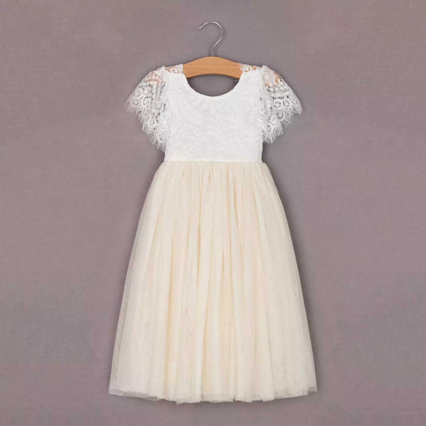 ivory cream dress with tulle and lace