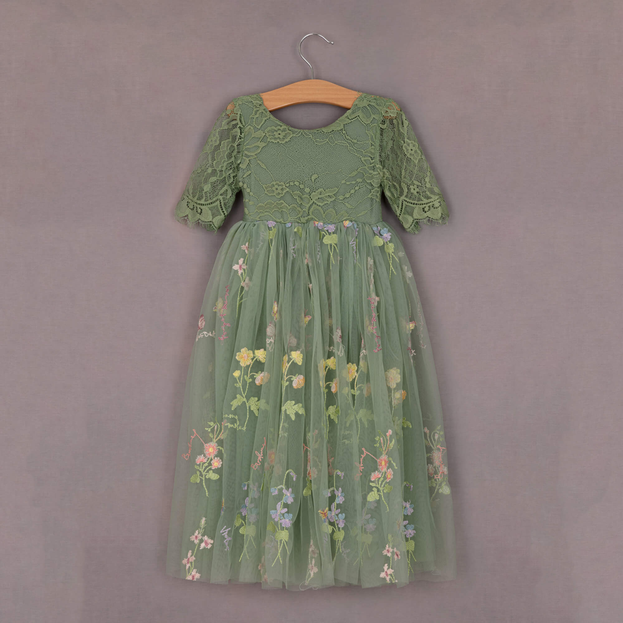 sachin and babi light blue dress Midi Floral Embroidered Dress In SAGE GREEN