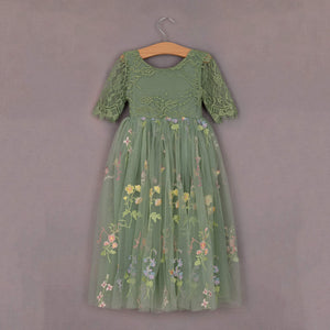 pretty dress with coloured embroidery