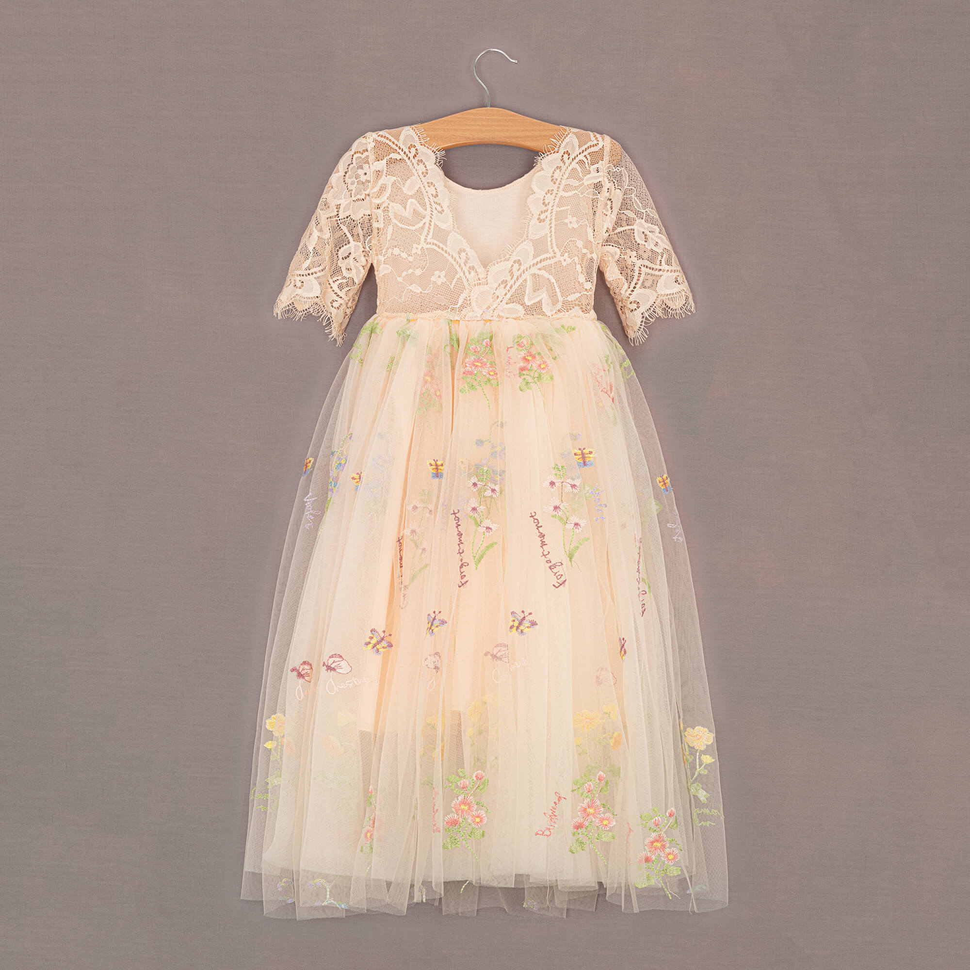 Robe fille Peaches n' Cream Boutique bleue à pois/floraux décalés