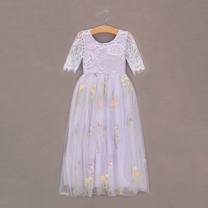 Lilac dress with embroidery detail