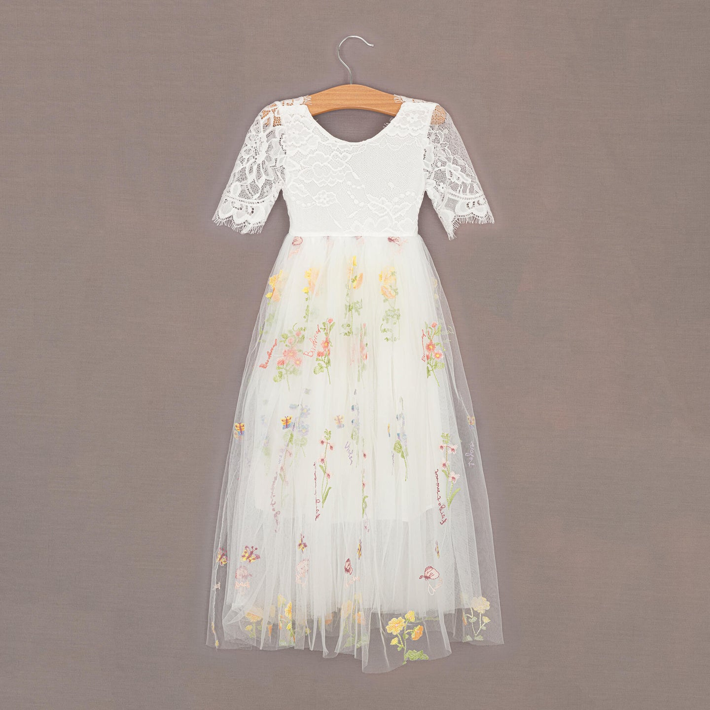 White dress with embroidery detail