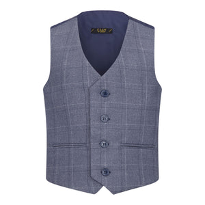 delicate check navy blue waistcoat