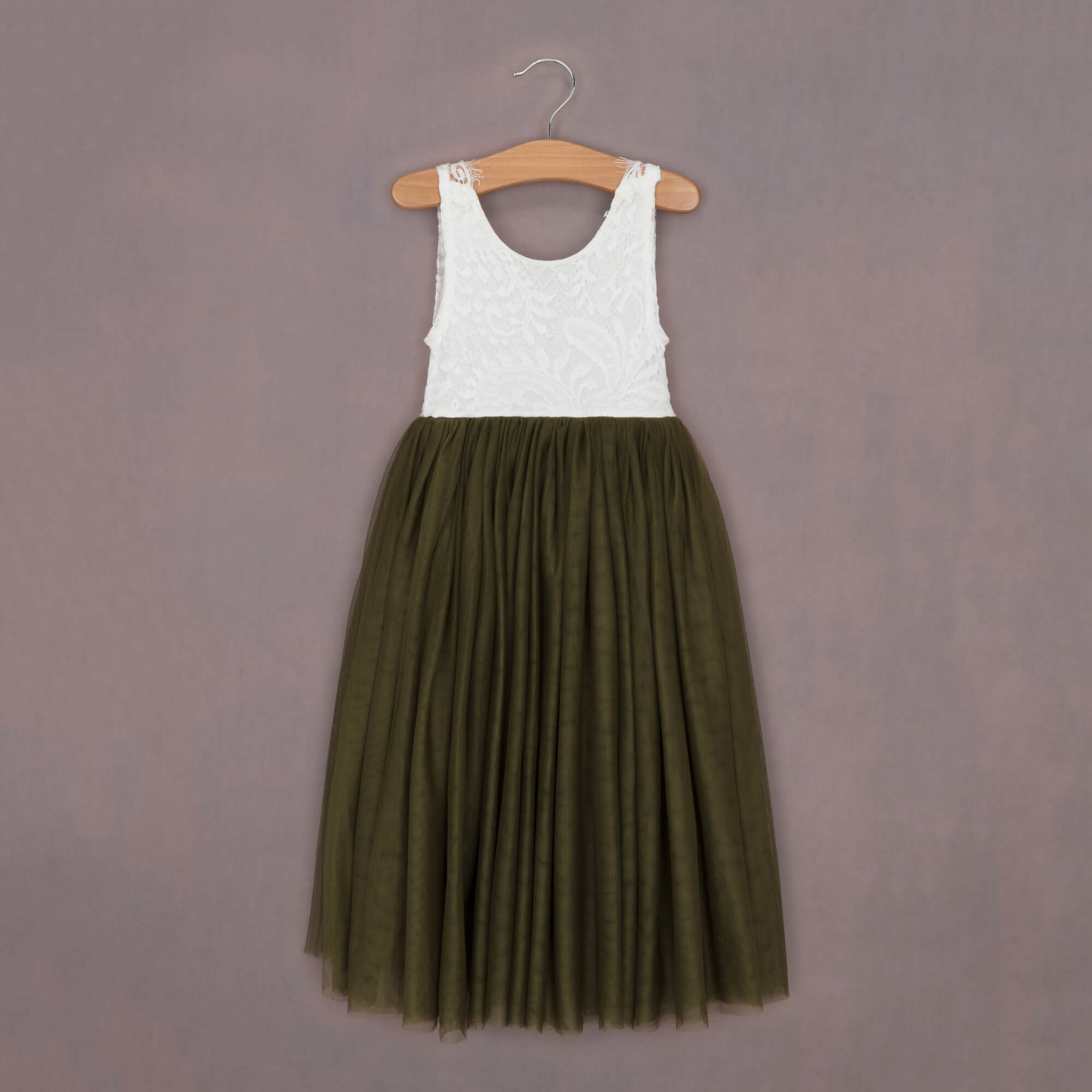 Boho Rustic Olive Green Classic Dress | UK Flower Girl Boutique