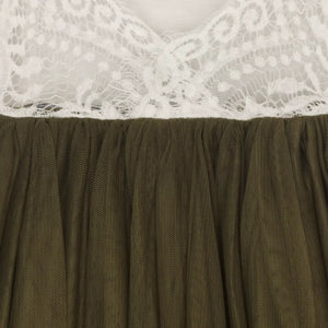 rear lace and tulle waistband