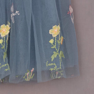 Enchanted Dress - Embroidered Dusty Blue Lace
