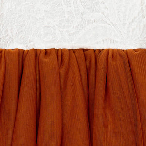 Close up of the burnt orange tulle