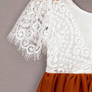 Pretty lace flutter cap sleeves