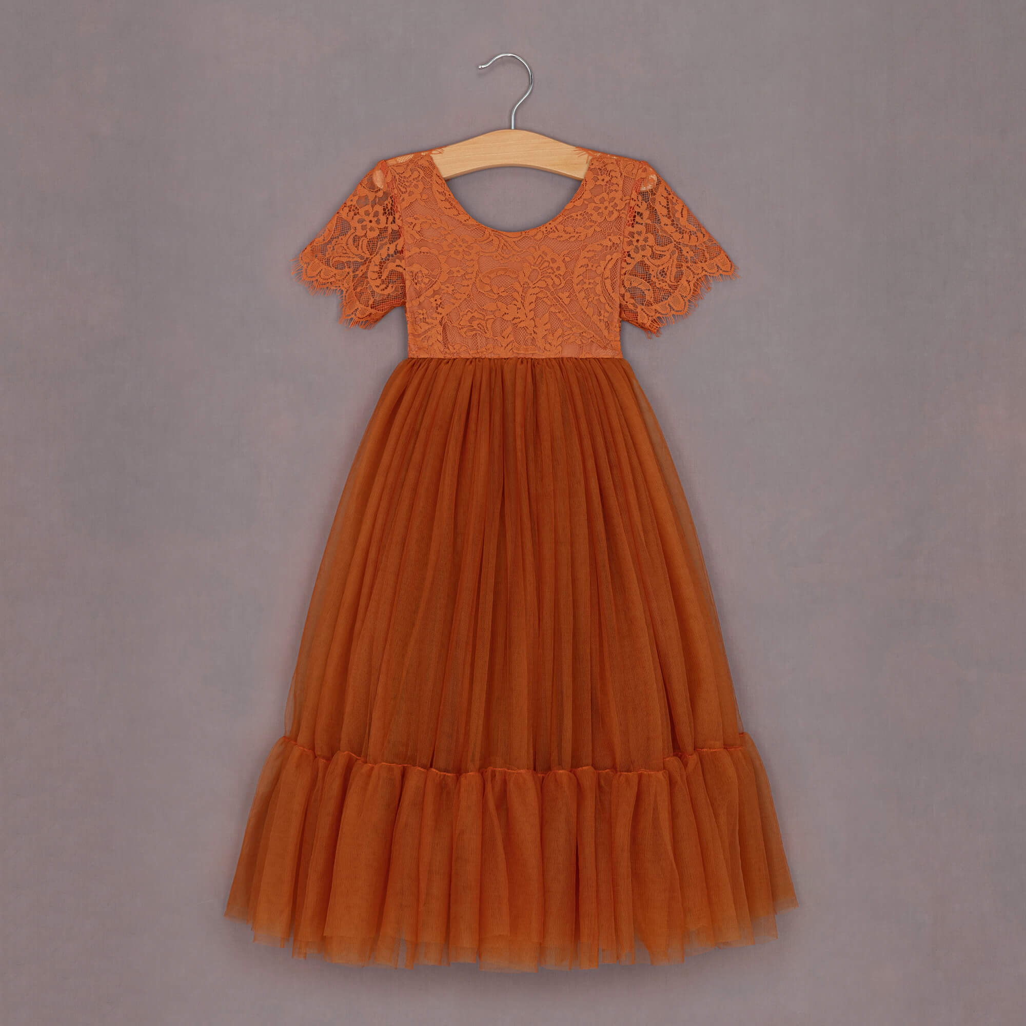 strapless open back dress Girls Orange Pack Of 1 Dress – MiniKlub.in main image 1