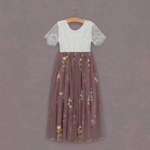Baby Enchanted Dress - Heather Mauve /White Lace