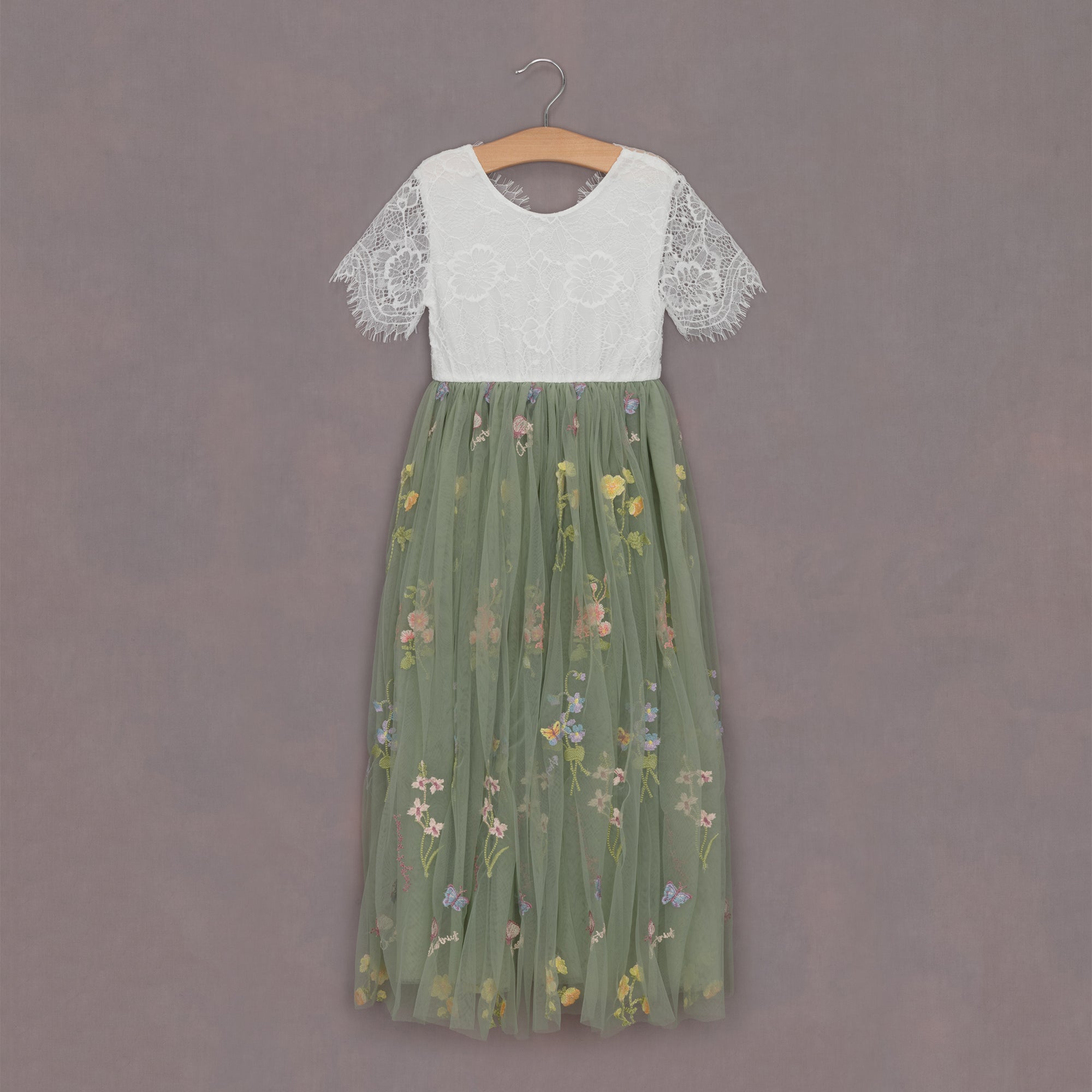 slim fit dress slacks Enchanted Fern Green Flower Girl Dress