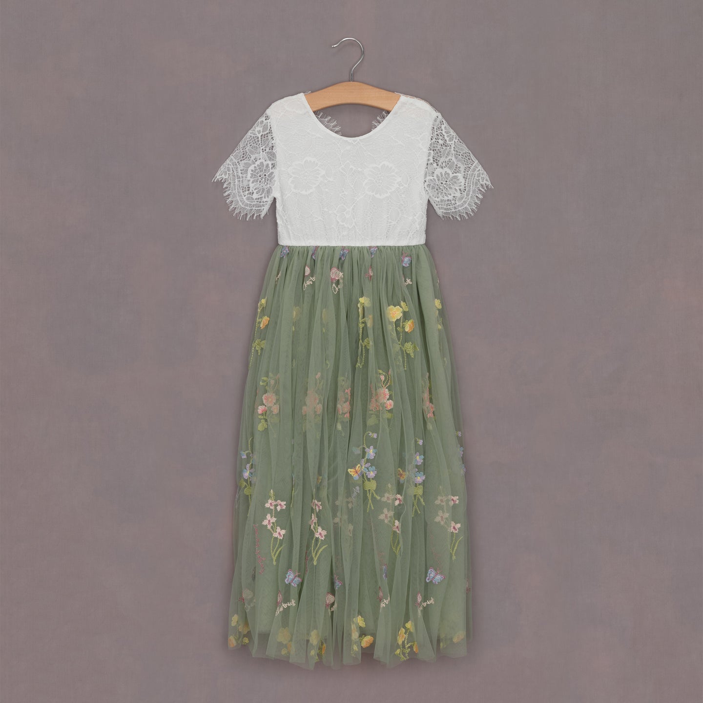 Baby Enchanted Dress - Fern Green /White Lace