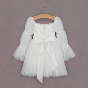 girls white dress with ruffle sleeves