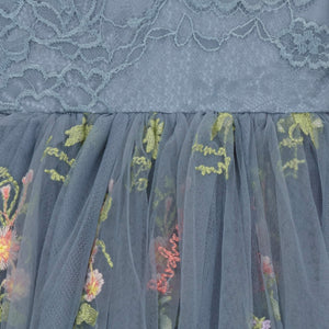 Enchanted Dress - Embroidered Dusty Blue Lace