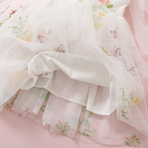 White lining and embroidered tulle