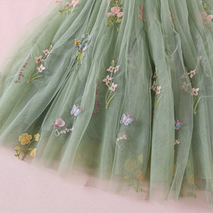 Fern embroidered tulle