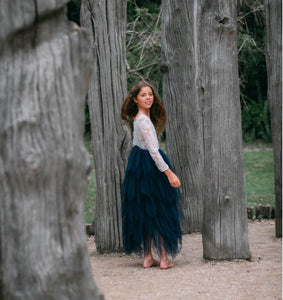 young girl in woods