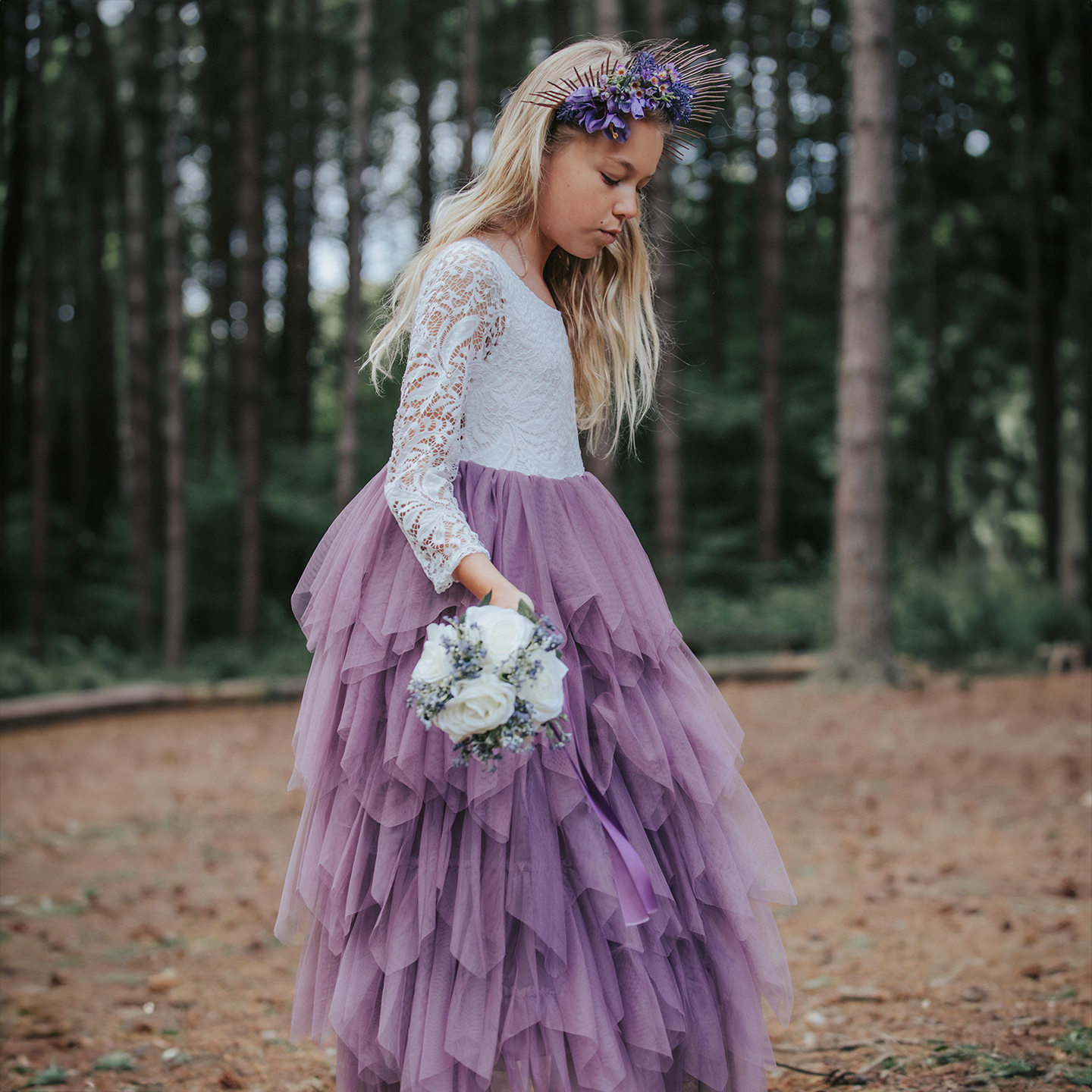 Bohemian Spirit Flower Girl Dress in Heather