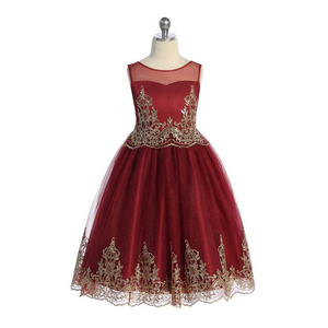 Alexis Embroidery Dress - Burgundy
