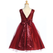 Burgundy sequin dress with bow detail