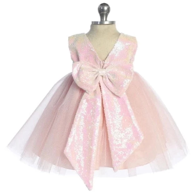 Baby Pink Sequin Party Dress rear