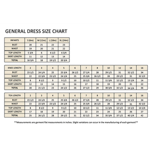 Girls dress size chart
