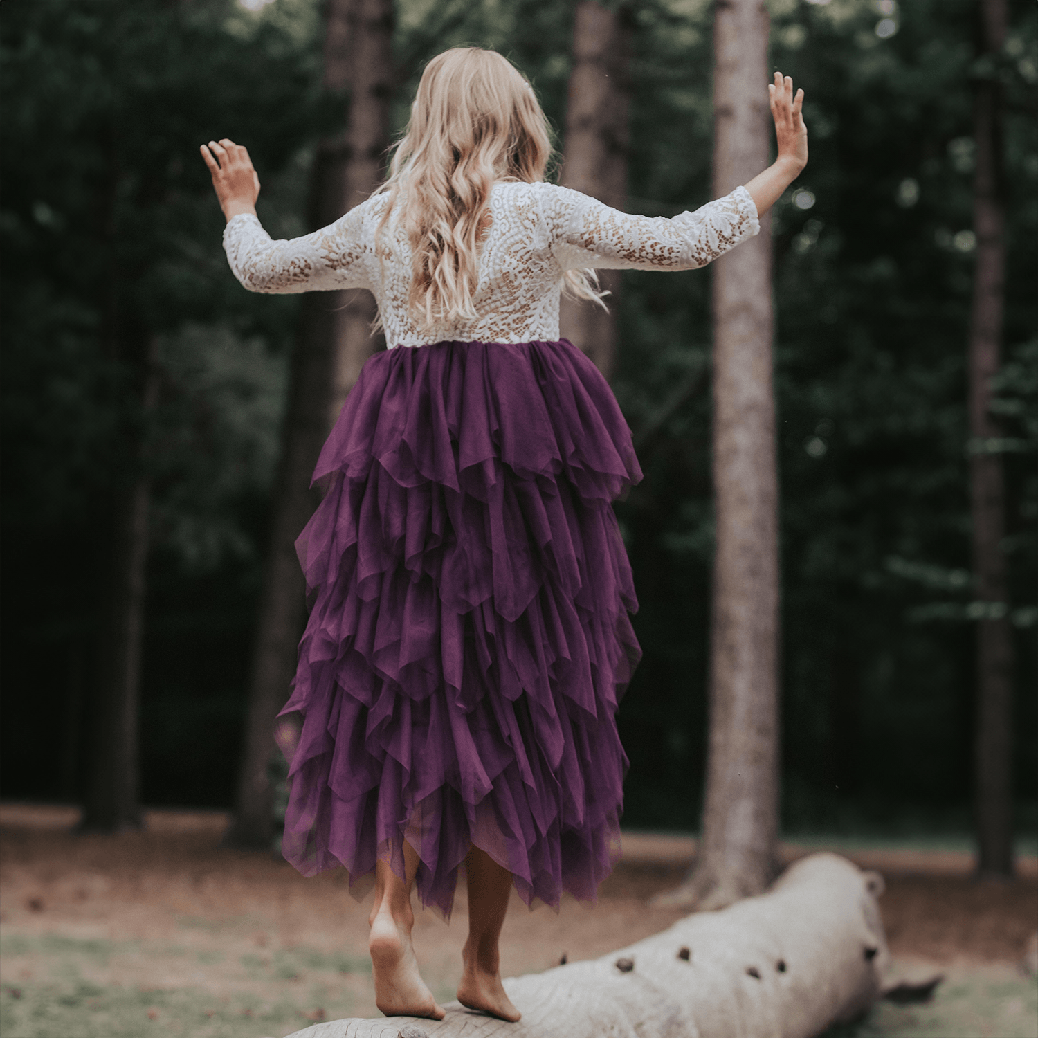 blue dress for baby girl Plum Boho Dress with Floral Embroidery – Saffron Threads main image 1