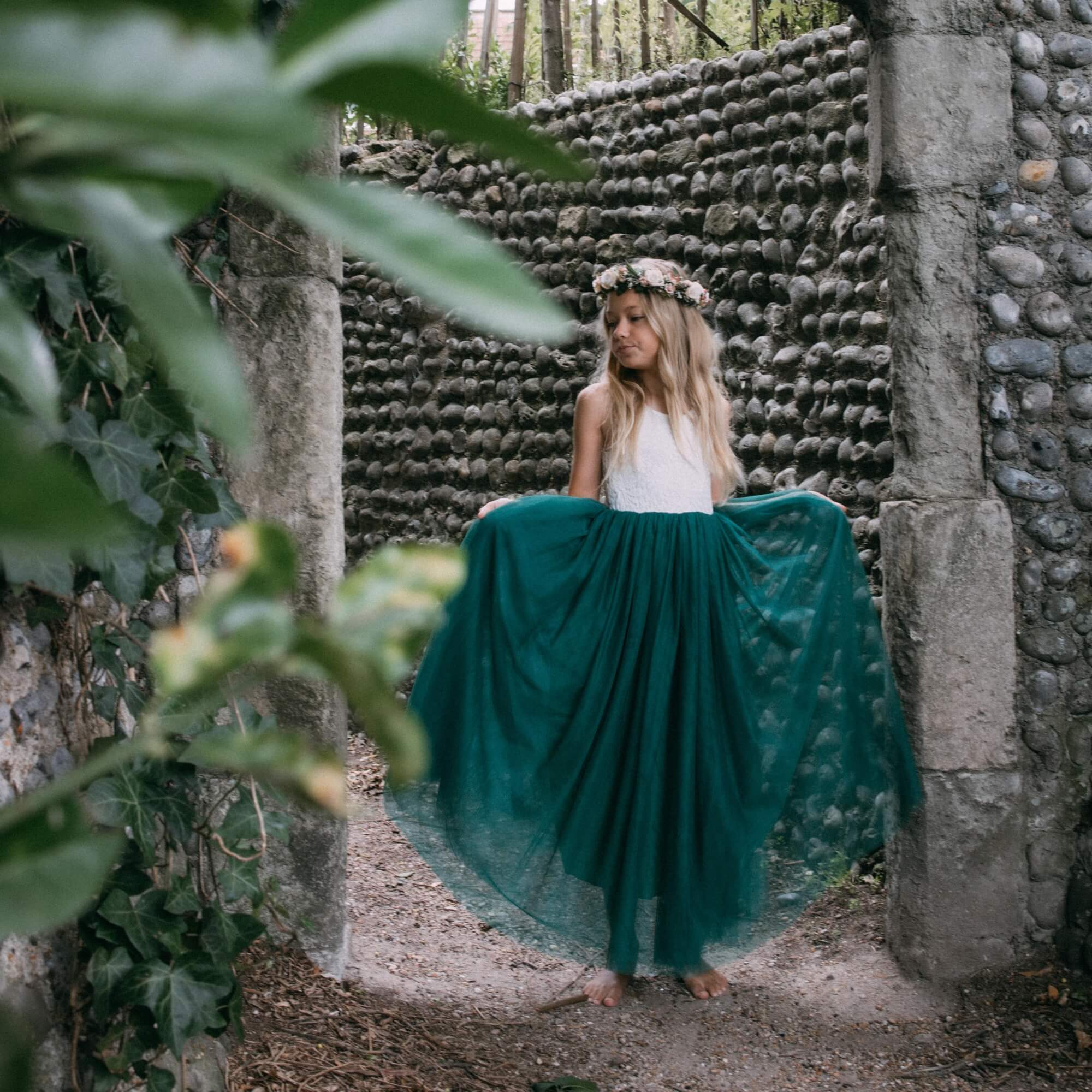 Bohemian Flower Girl Dress | Green | UK Flower Girl Boutique Bohemian Flower Girl Dress | Green | UK Flower Girl Boutique