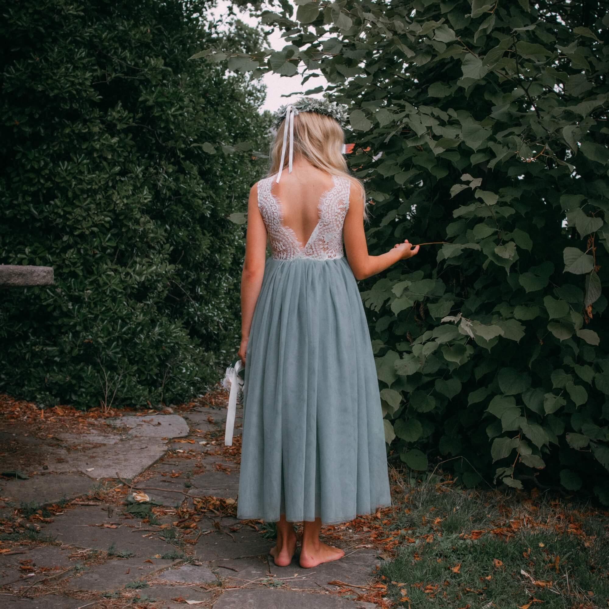 Bohemian Sage Green Girls Dress